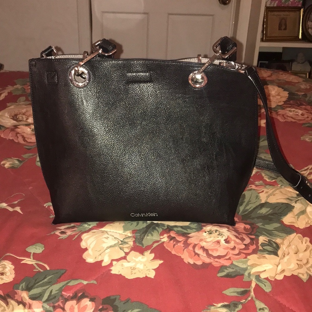Black leather Calvin Klein purse
